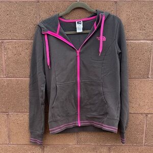 The North Face Charcoal and Pink Zip-Up Hoodie
